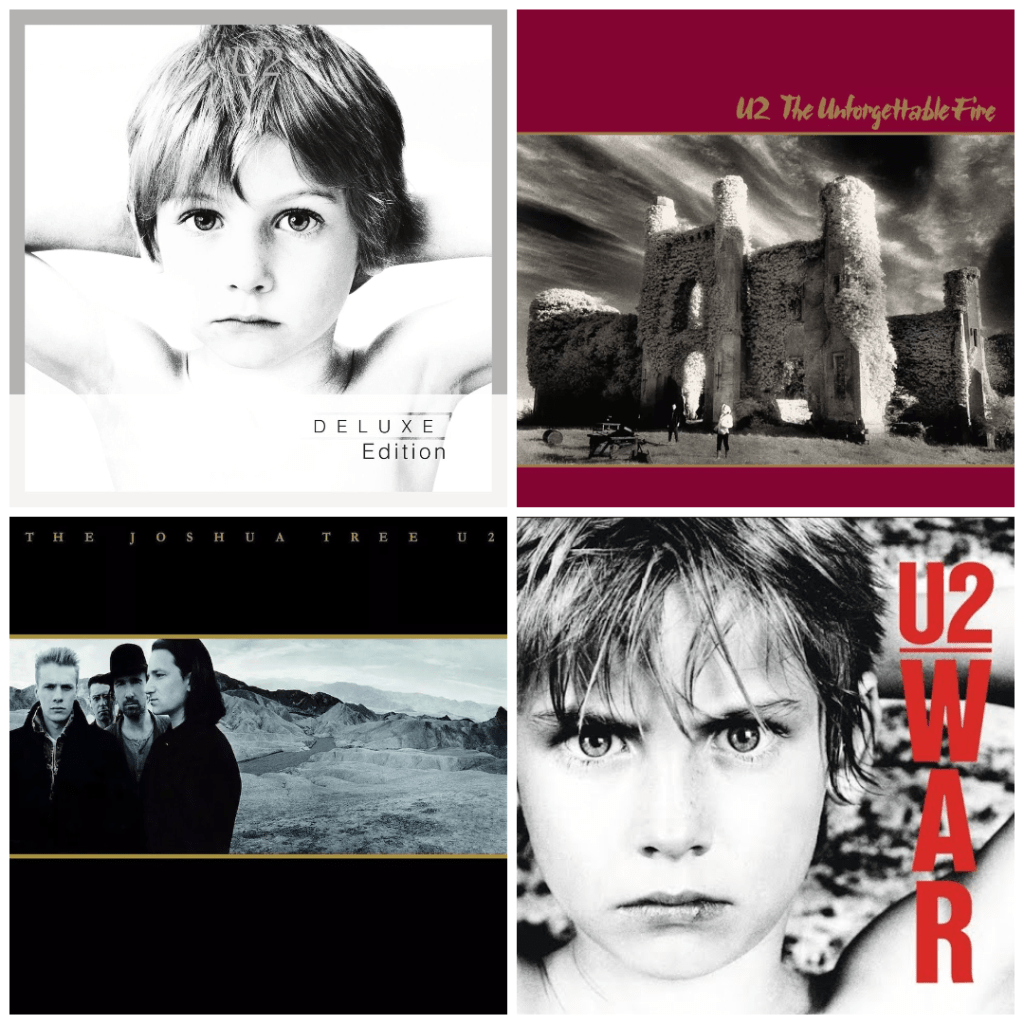 U2 - Boy (7⭐) - War (8⭐) - The Unforgettable Fire (6⭐) - The Joshua Tree&nbsp;(9⭐)